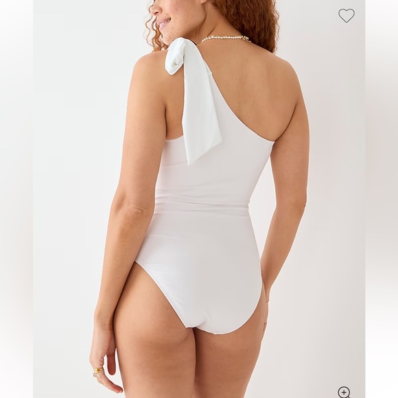 J.Crew Women's White One Shoulder Tie Bow Swimsuit New Size 10 One Piece NWT - Picture 4 of 14
